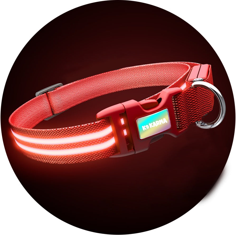 Ruby Red K9 Karma Light Up LED Dog Collar